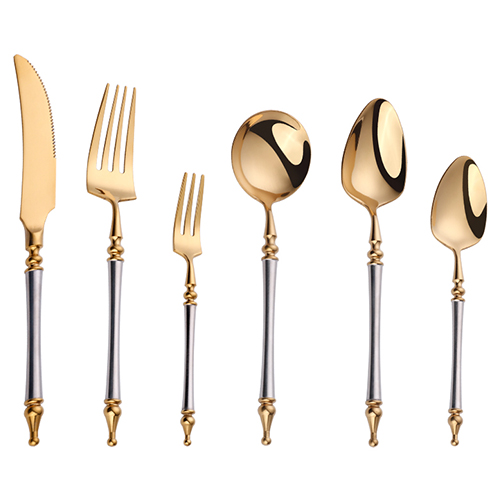 High Quality Stainless Steel Luxury Elegant Roman Column Handle Cutlery Set Manufacturer
