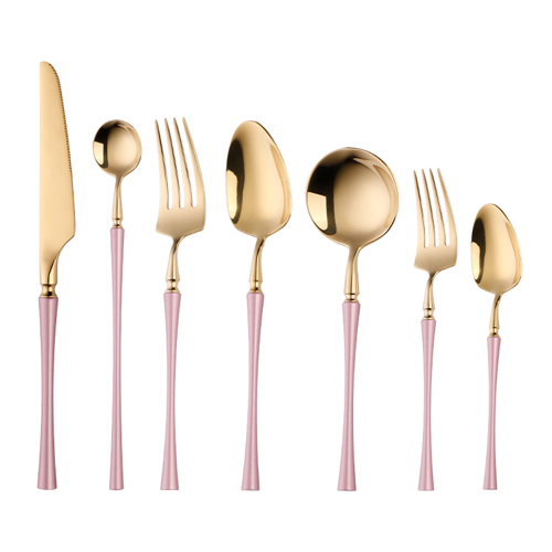 Titanium-Plated Stainless Steel Cutlery Fork And Spoon Tuhao Gold Small Waist Sand Polish Series